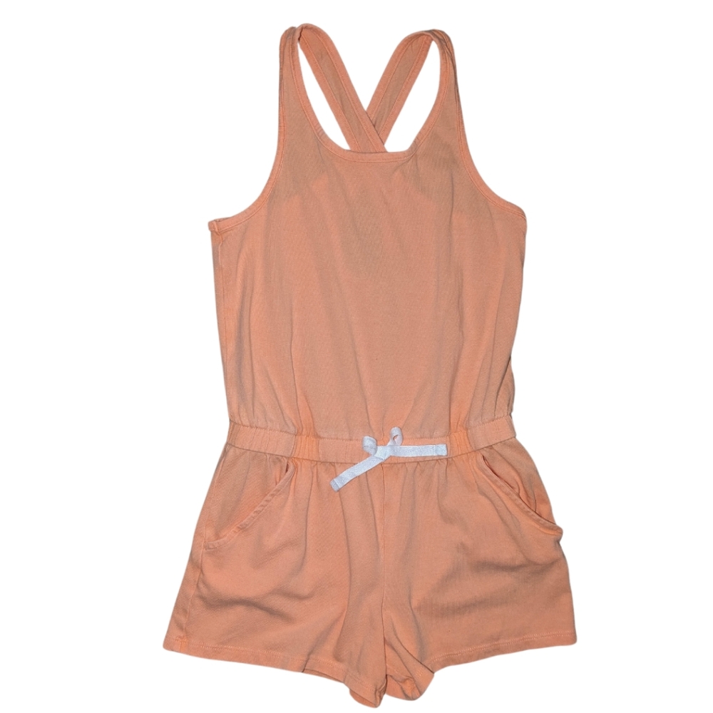 Girls Cross Back Knit Romper - Cat & Jack Peach Orange